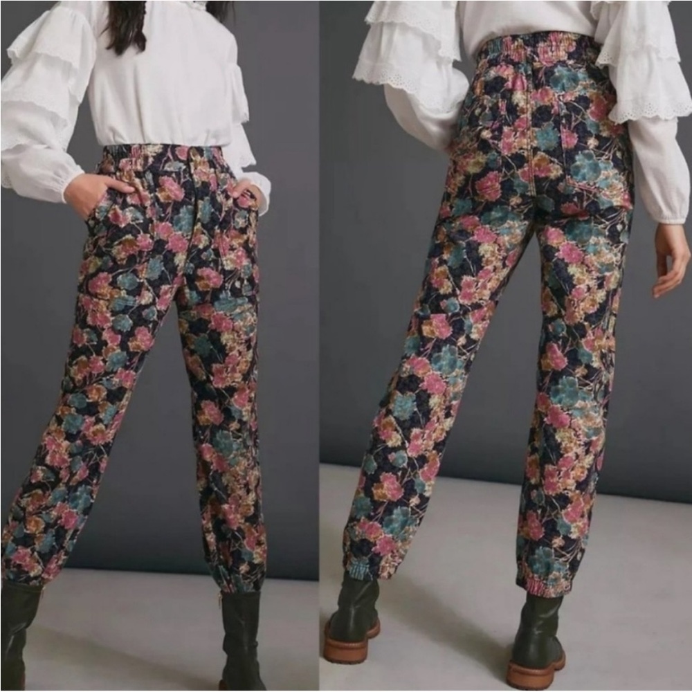 Anthropologie Anisa Floral Corduroy Joggers XS